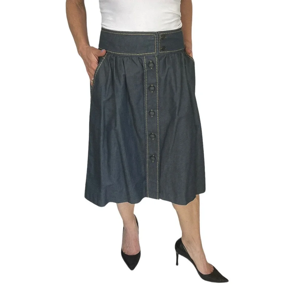 VIKTOR & ROLF Chambray Cotton  Denim 2 Piece Skirt Suit 40/8